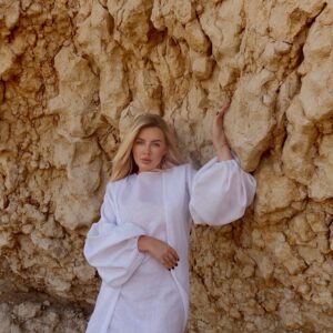 Premium linen kaftan set (white)