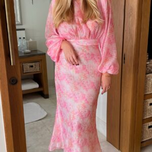 Chiffon padded dress (pink)